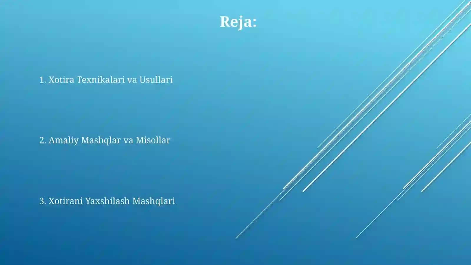 Xotira Texnikalari va Usullari 2