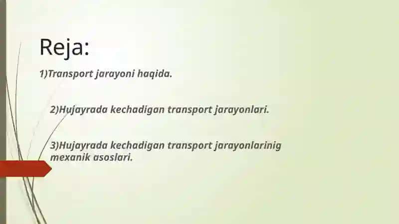 Hujayradagi transport jarayonlari 2