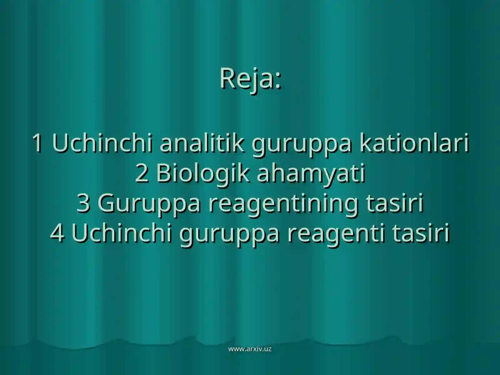 Uchinchi analitik guruppa kationlari reaksiyalari 2