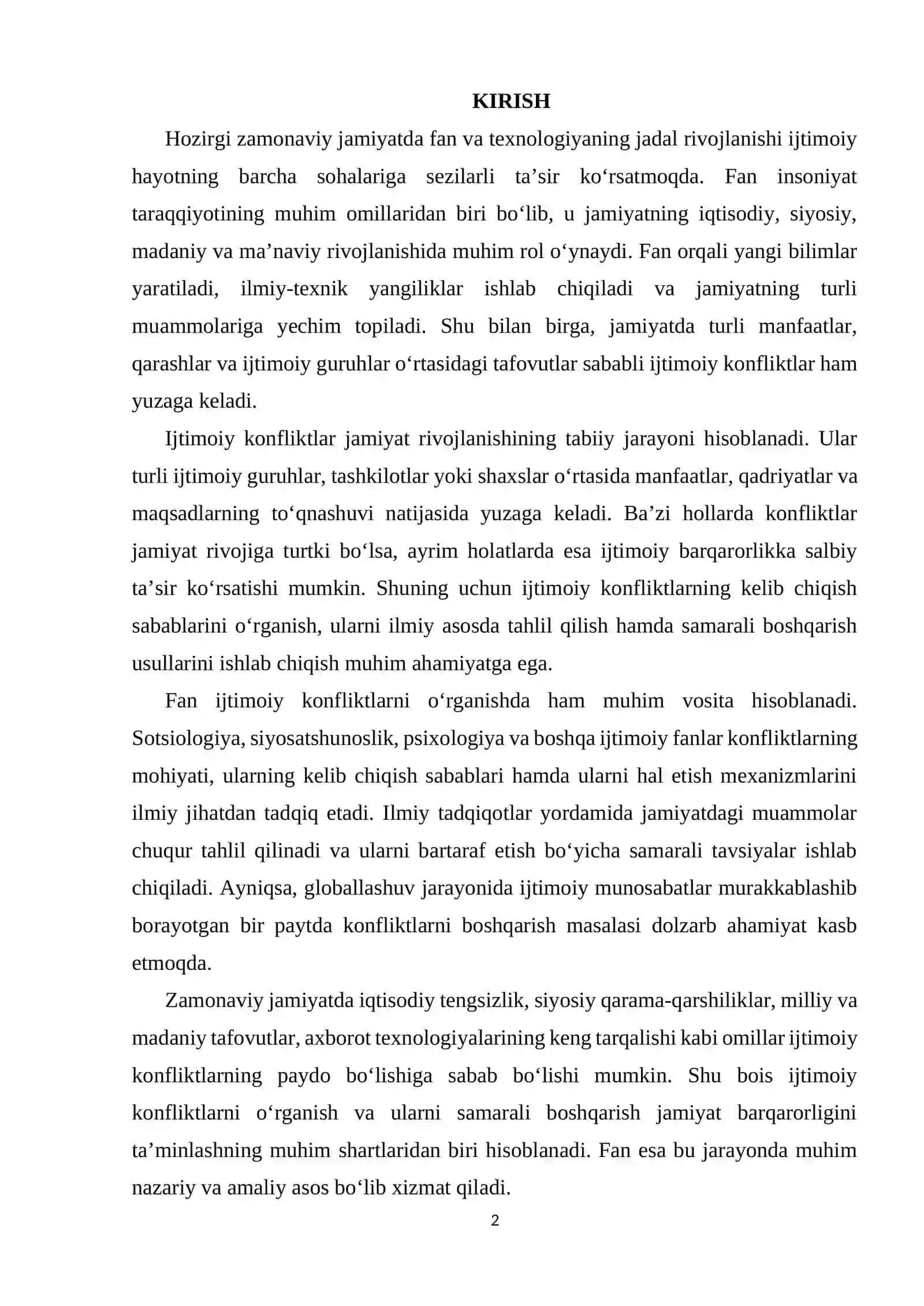Fan va ijtimoiy konfliktlar va ularni boshqarish 2