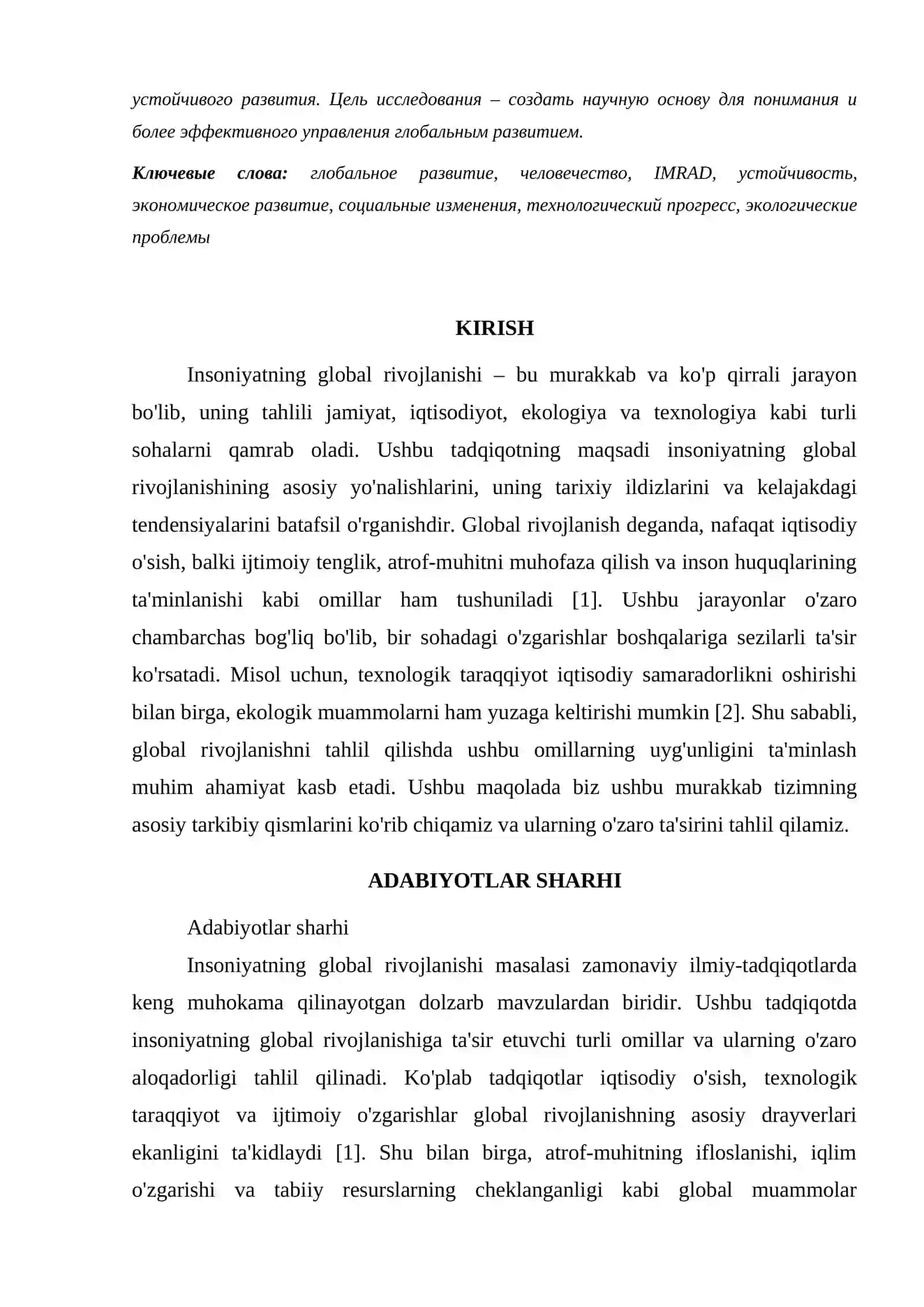 INSONIYATNING GLOBAL RIVOJLANISHI 2