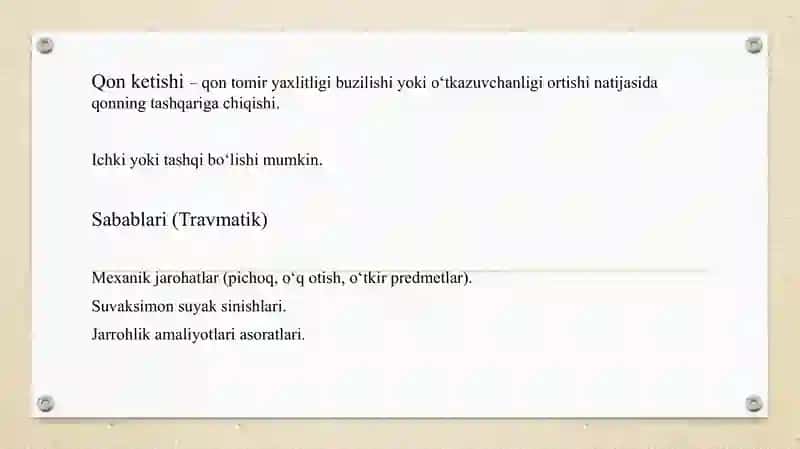 Qon ketishi. Qon to'xtatish 2