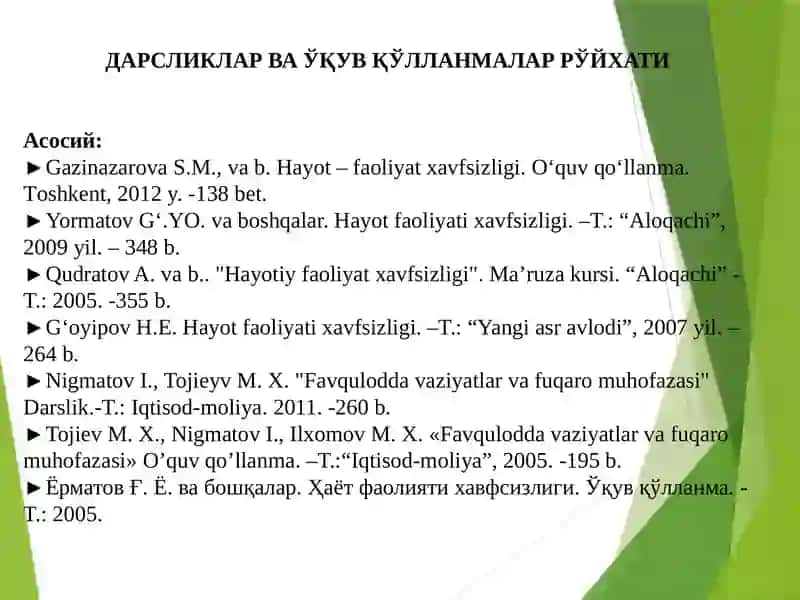 Hayot-faoliyat xavfsizligi 2