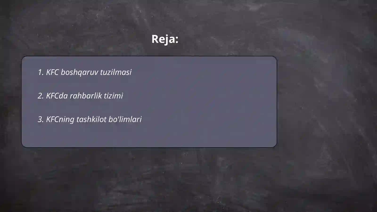 KFCning boshqaruv strukturasi 2