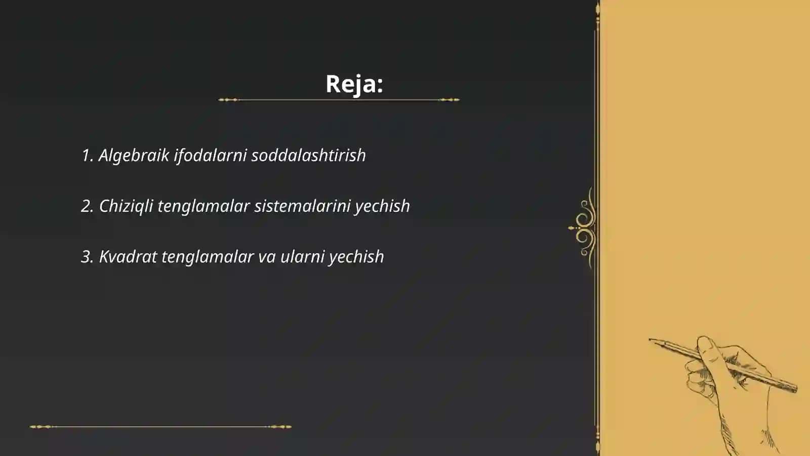 Algebraik ifodalarni soddalashtirish 2