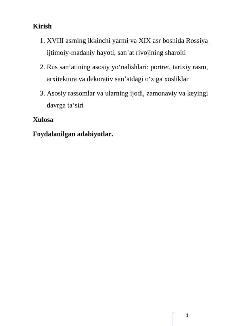 XVIII ASRNING IKKINCHI YARMI XIX ASR BOSHIDA RUS SAN’ATI 2