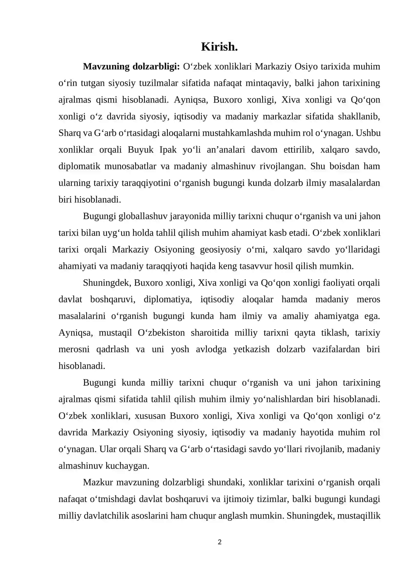 O'zbek xonliklarining jahon tarixidagi o'rni 2