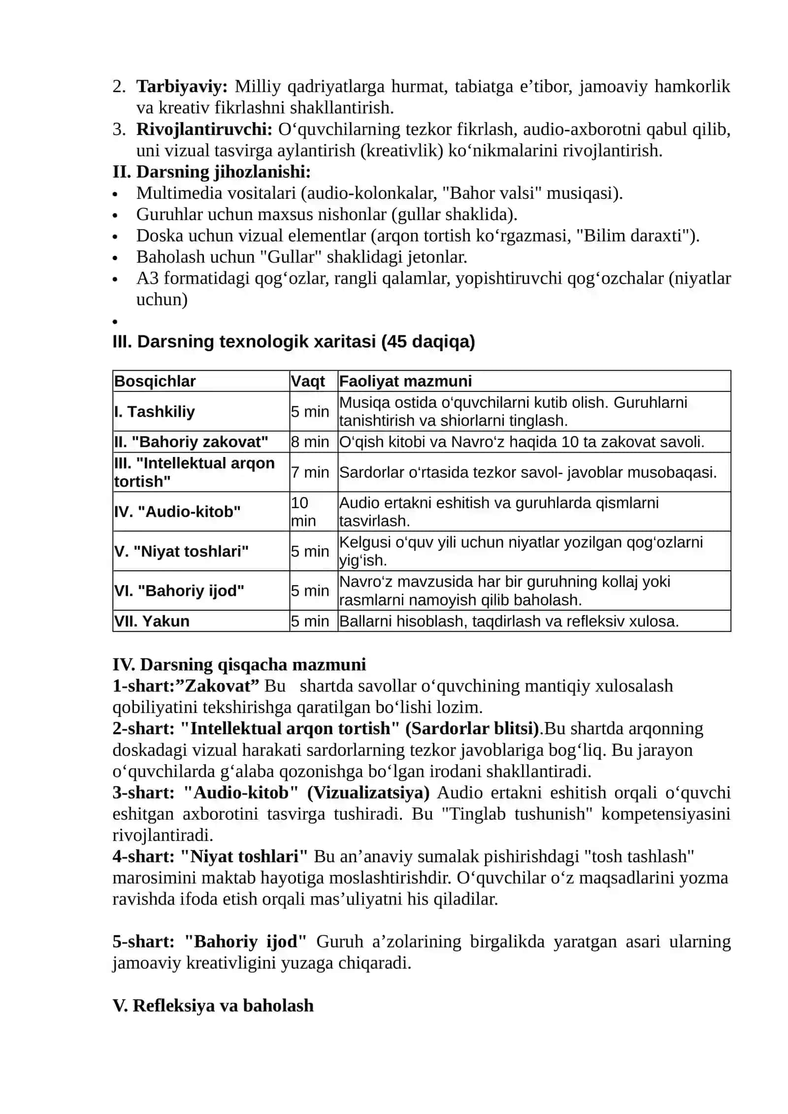 Amanturditeva Yulduzning 4-sinf Sinfdan tashqari o’qish darsidan 2