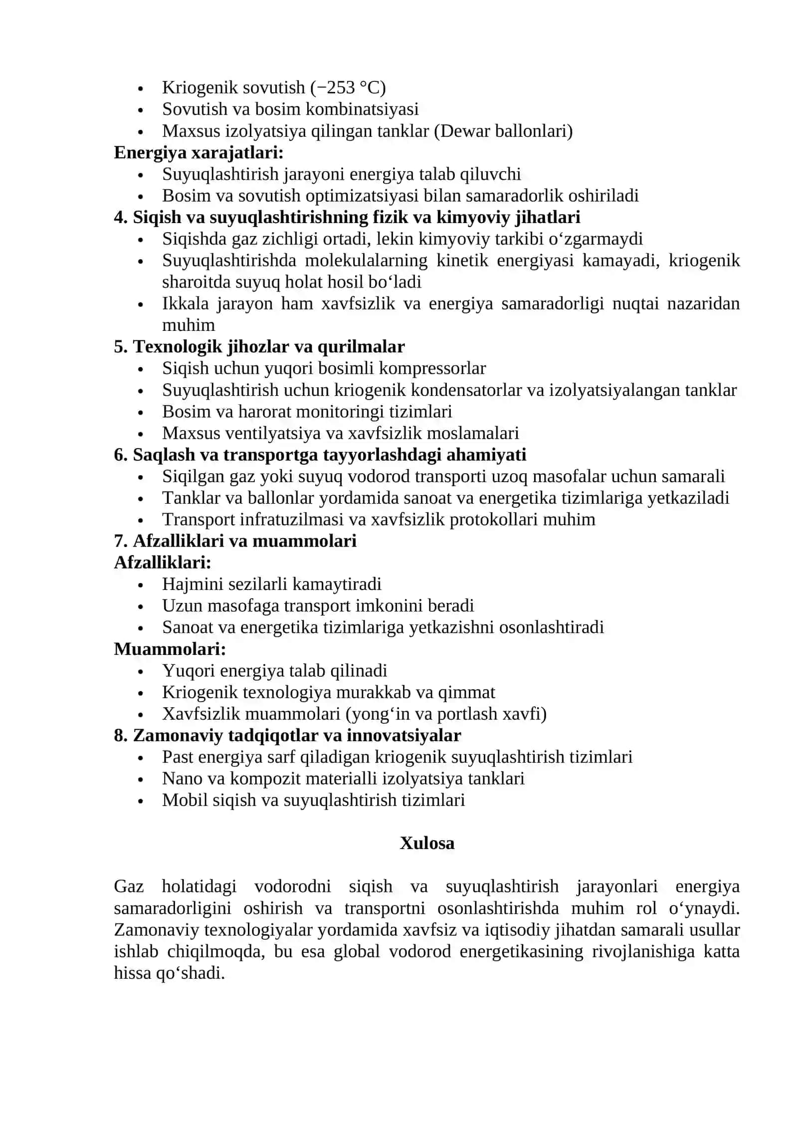 Vodorodning siqish va suyuqlashtirish jarayonlari 2