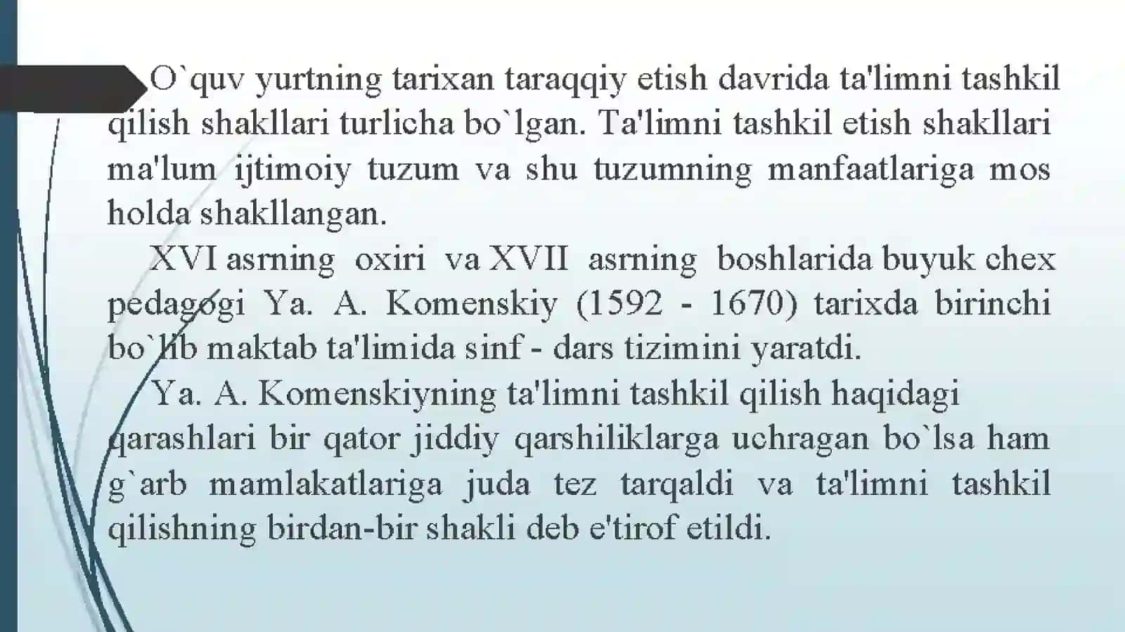 MAWZU-7: TA’LIMNI TASHKIL ETISH TURLARI VA SHAKLLARI 2