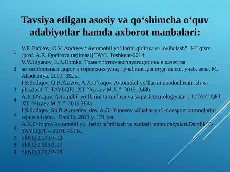 Shaharyo‘llar va ko‘chalar elementlari 2