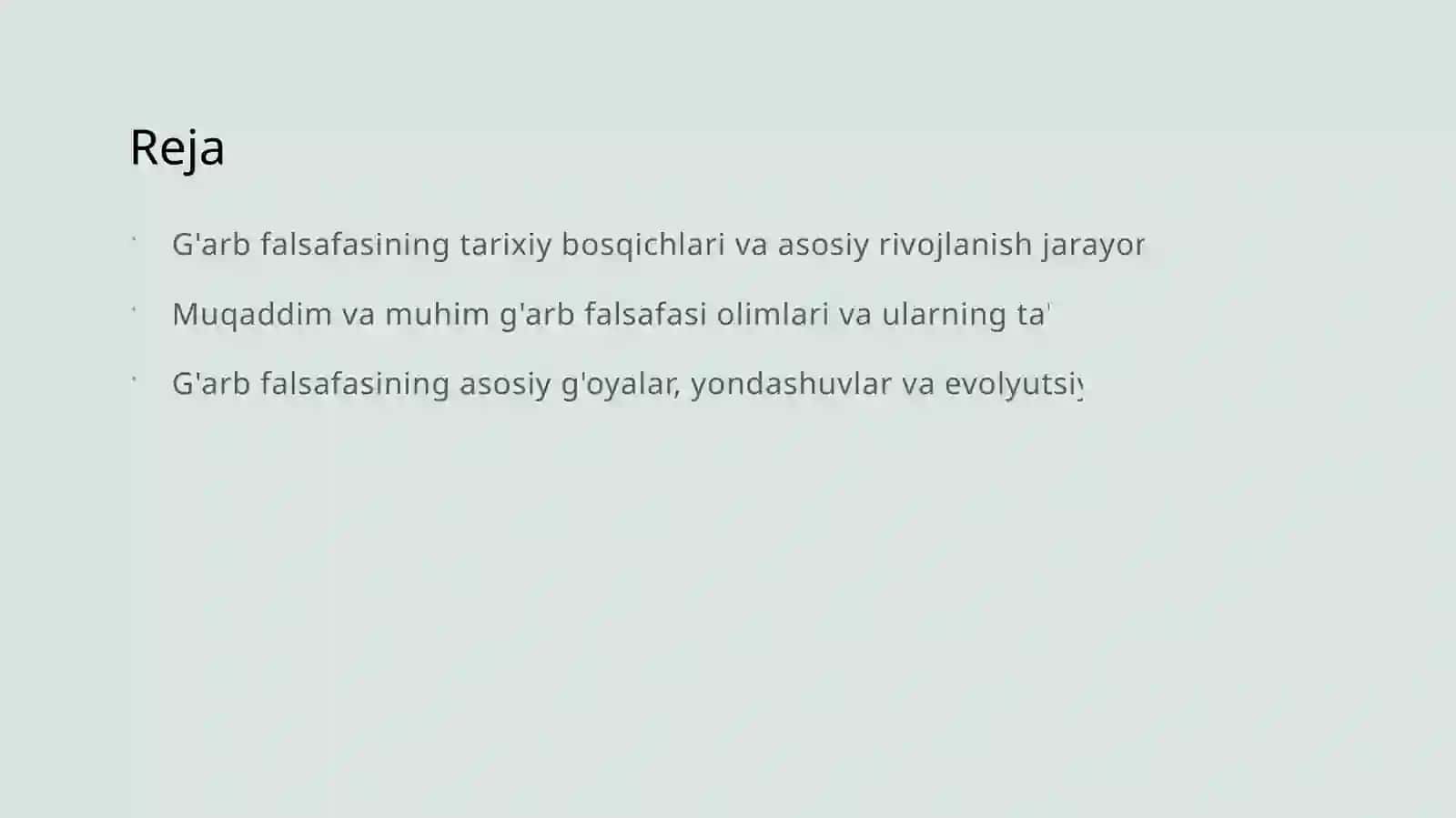 G'arb falsafasining taraqqiyoti bosqichlari 2