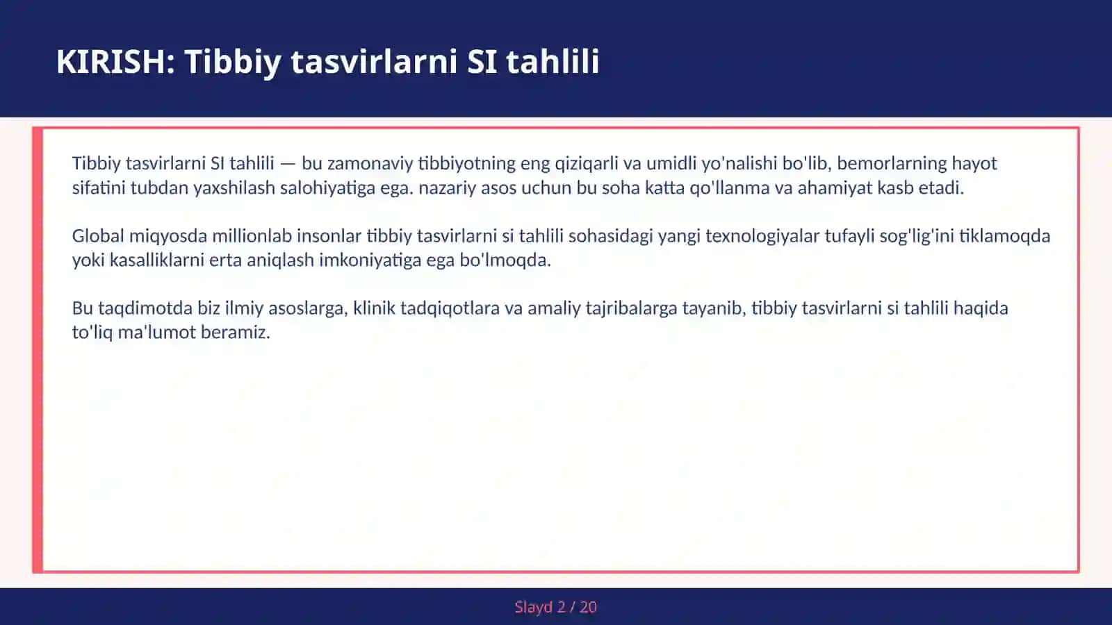 Tibbiy tasvirlarni SI tahlili 2