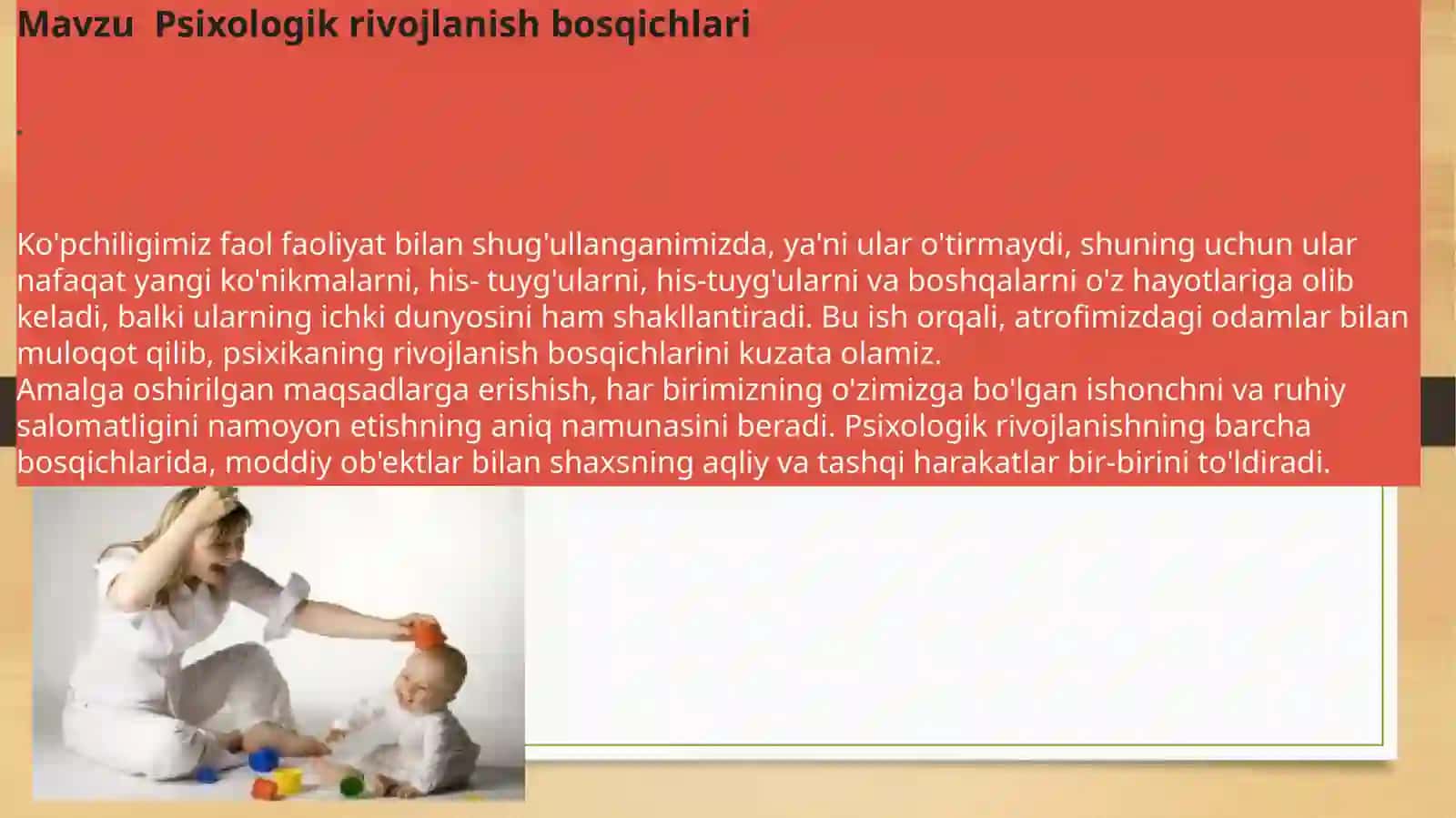 Psixologik rivojlanish bosqichlari 2
