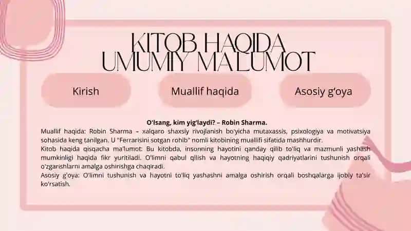 O'lsang, kim yig'laydi? – Robin Sharma 2