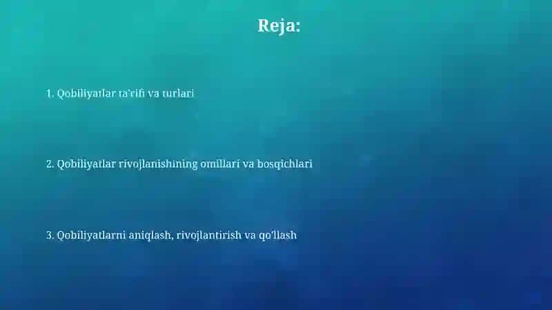 Qobilyat va uning rivojlanishi 2