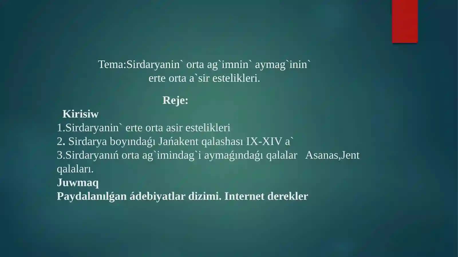 Arxeologiya bag`dari 3-kurs studenti Qalibaev O`mirbaydin 2