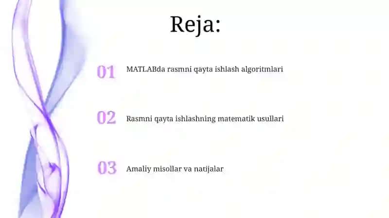 Matlab dasturida matematik usullar ustida shakil almashtirilish 2