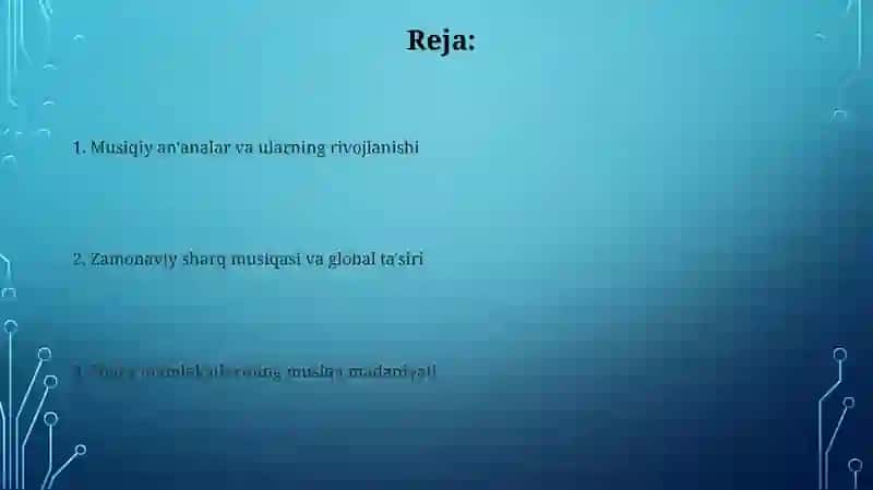 Sharq mamlakatlari musiqasi va madaniyati 2