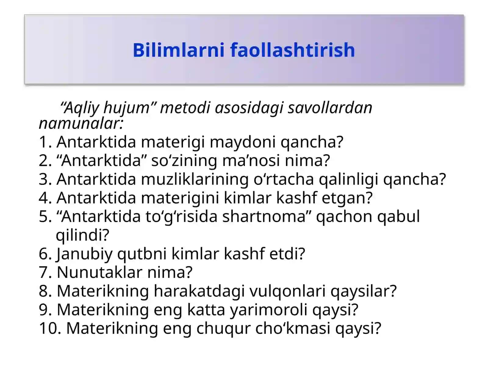 Antarktida geografik qurilishi 2