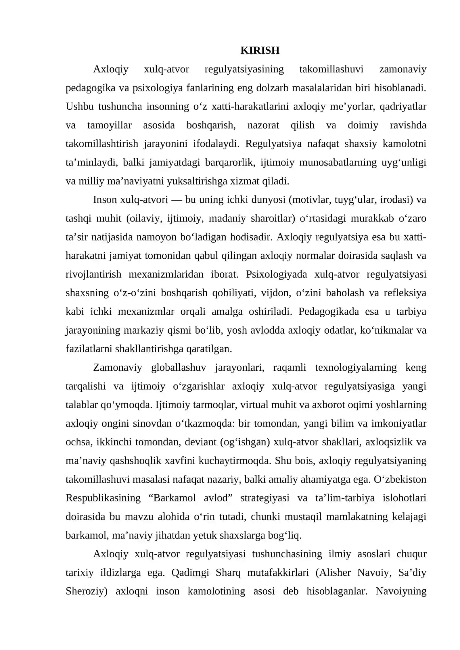 Axloqiy xulq atvor regulyatsiyasining takomillashuvi 2