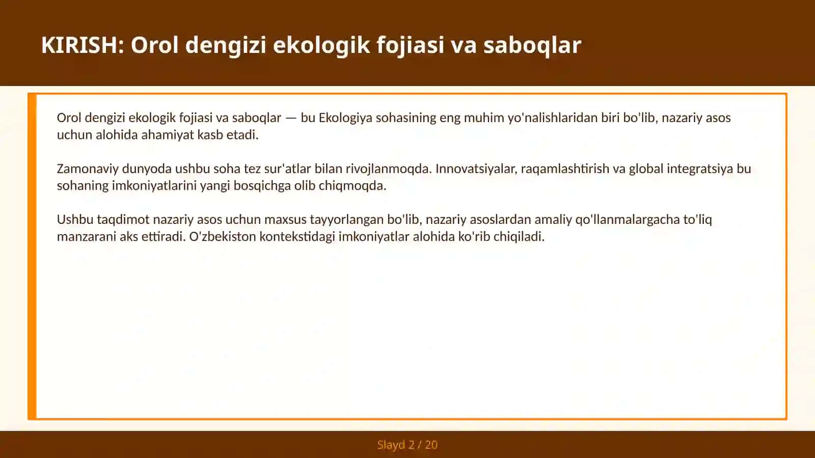 Orol dengizi ekologik fojiasi va saboqlar 2