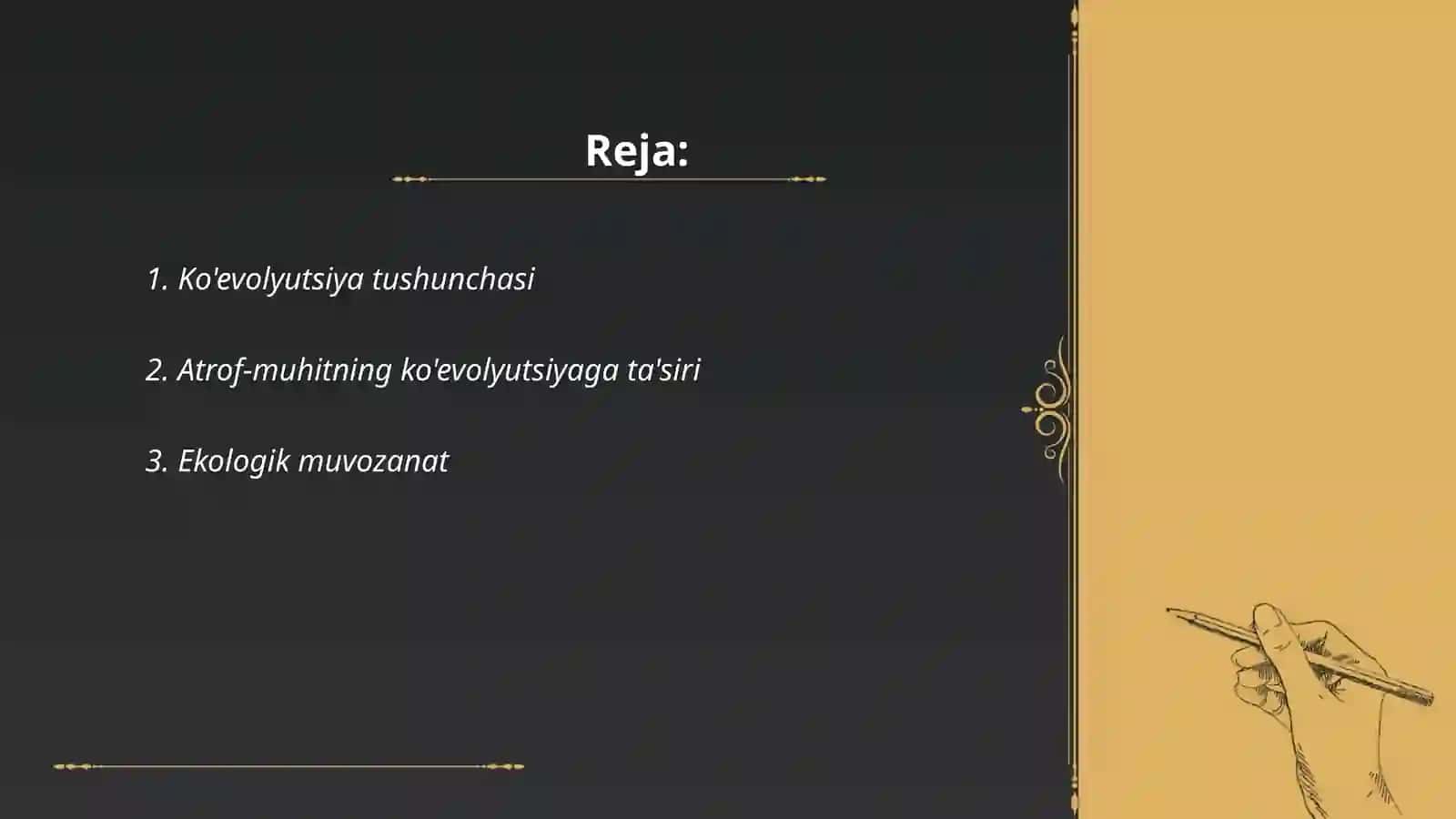 Koevolyutsiya va environmentalizm dialektikasi 2