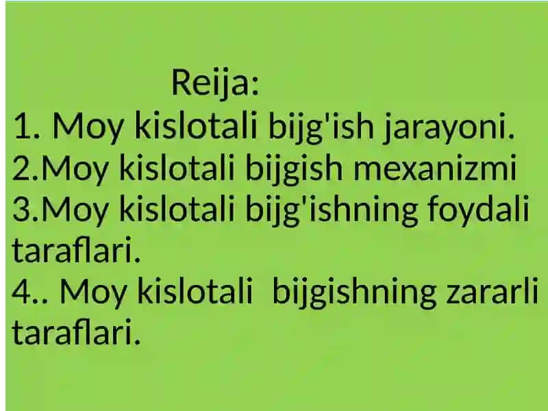 Moykislotali Bijg'ish jarayoni 2
