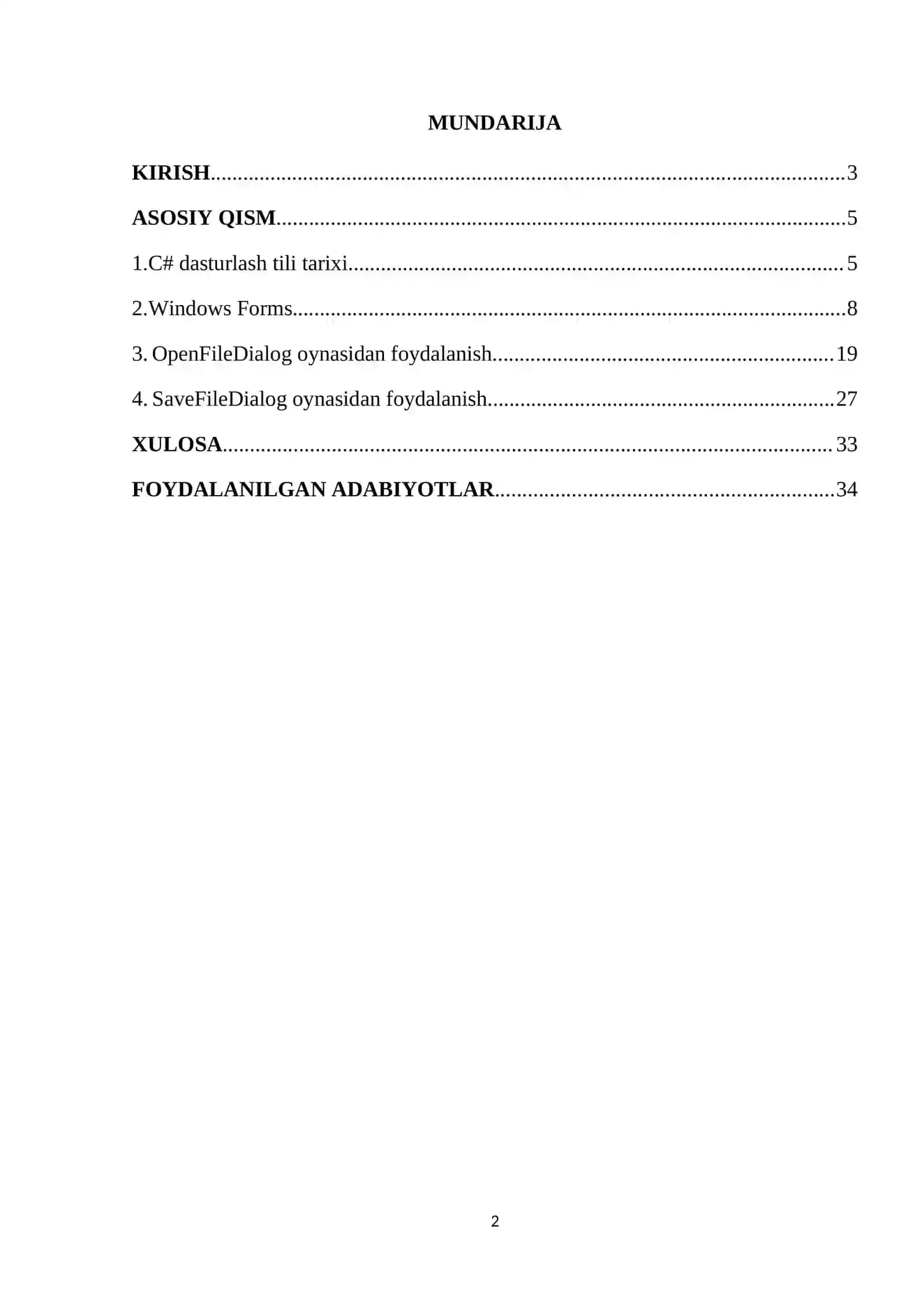 DASTURLASH ASOSLARI KURS ISHI 2