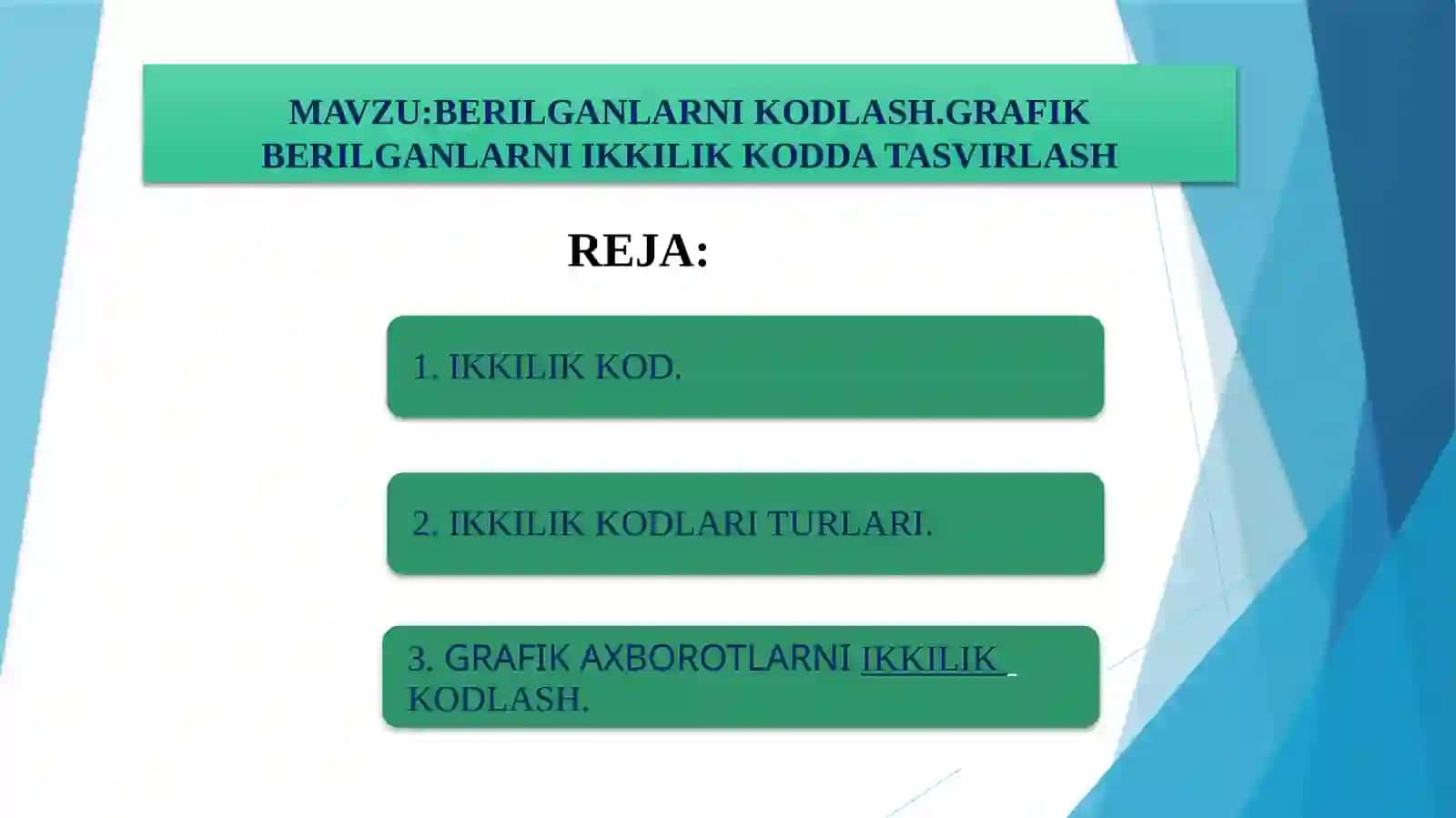 KOMPYUTERNI TASHKIL ETISH ASOSLARI fanidan mustaqil ish 2