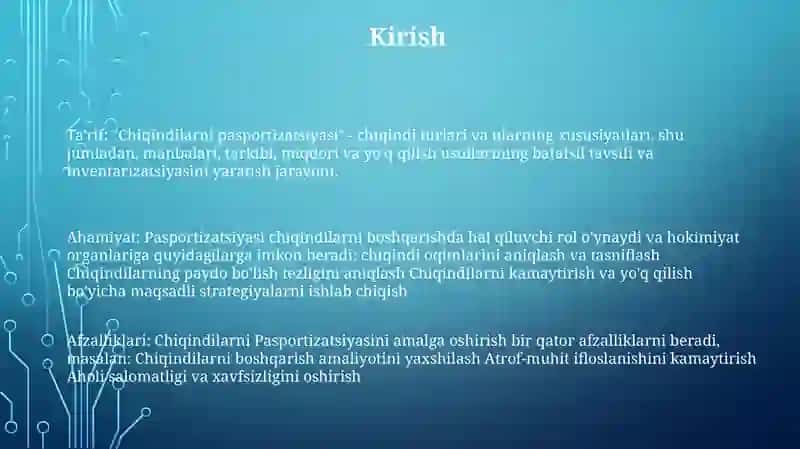 Chiqindilarni Pasportizatsiyasi 2