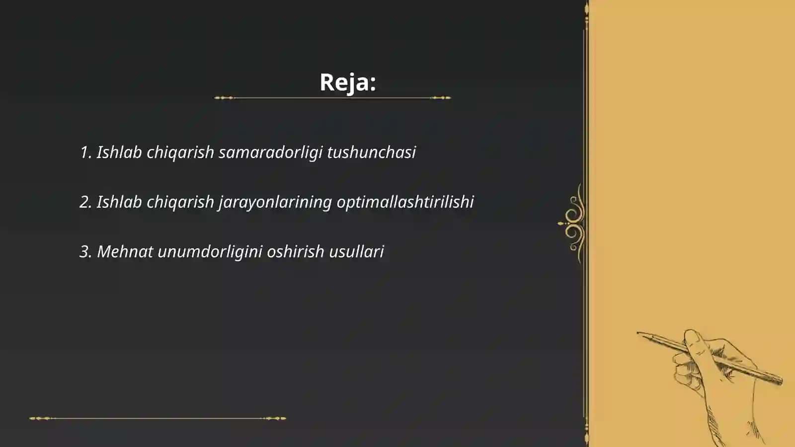 Ishlab chiqarish samaradorligi va uning ko'rsatkichlari 2