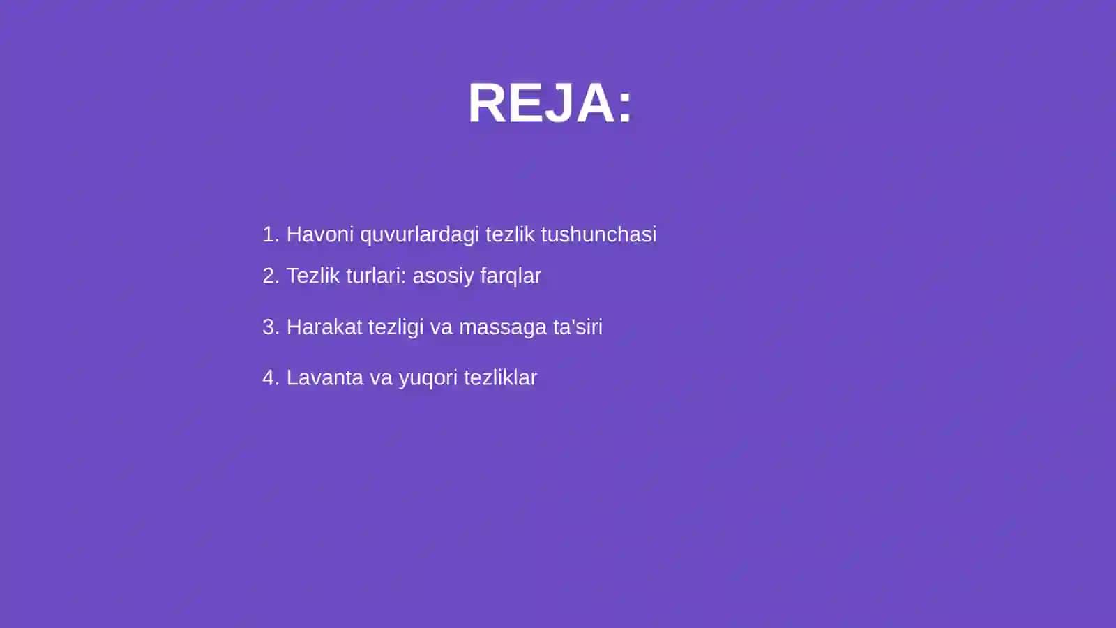 Havoni quvurlardagi tezlik turlari 2