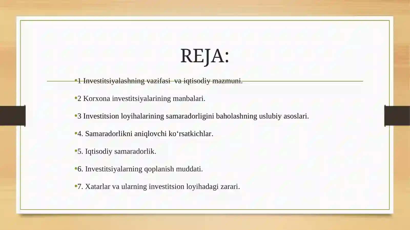 Korxonaning investitsionfaoliyati 2