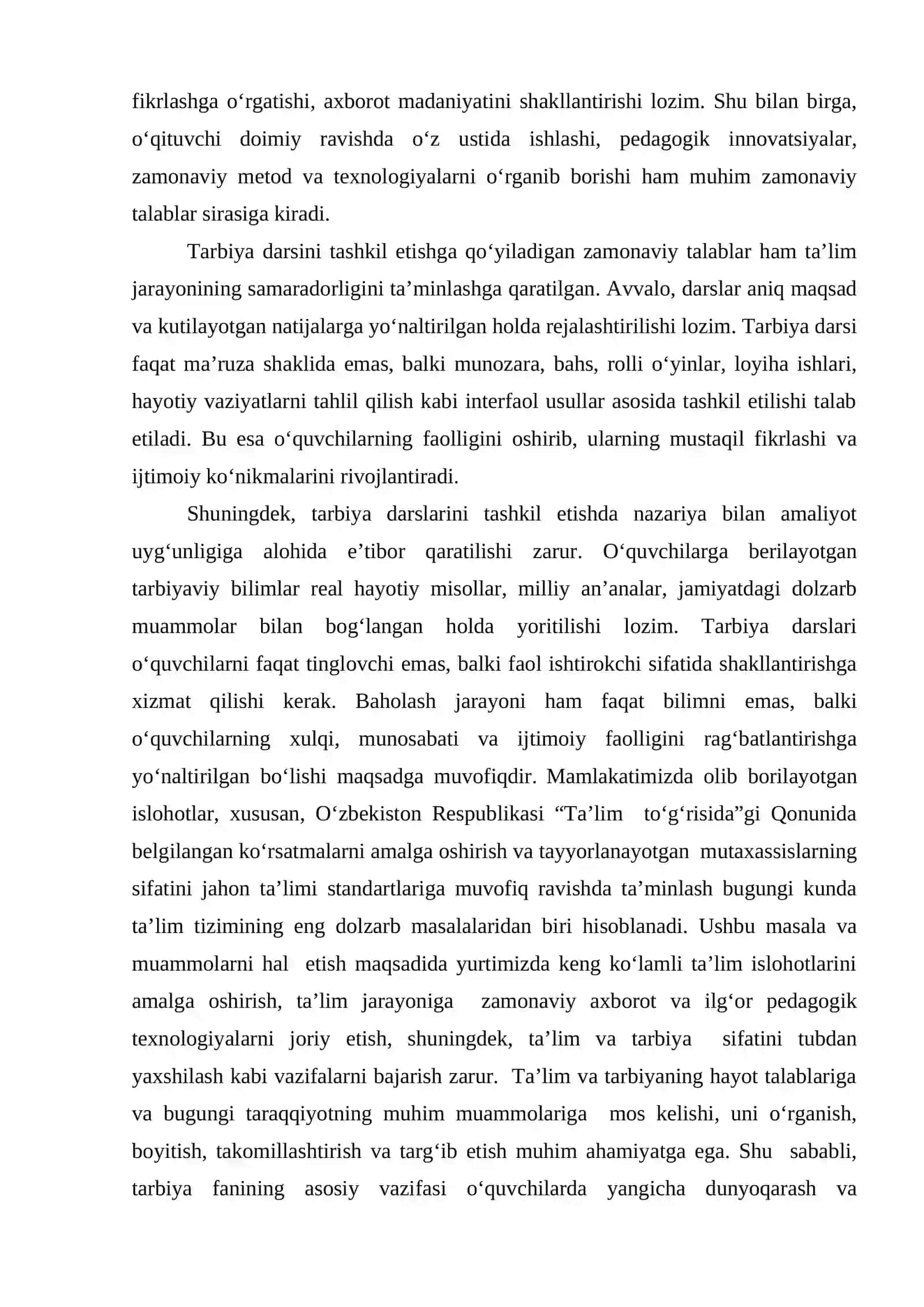 Tarbiya fani o‘qituvchisiga qo‘yiladigan zamonaviy talablar 2