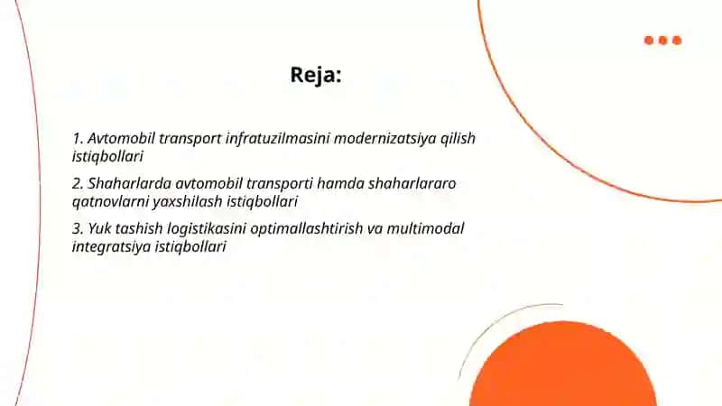 Oʻzbekiston avtomobil transportining rivojlanish istiqbollari 2