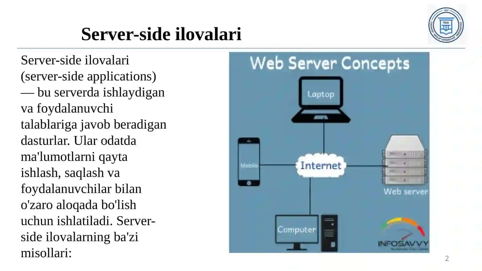 Server qismining dasturlash texnologiyalari 2