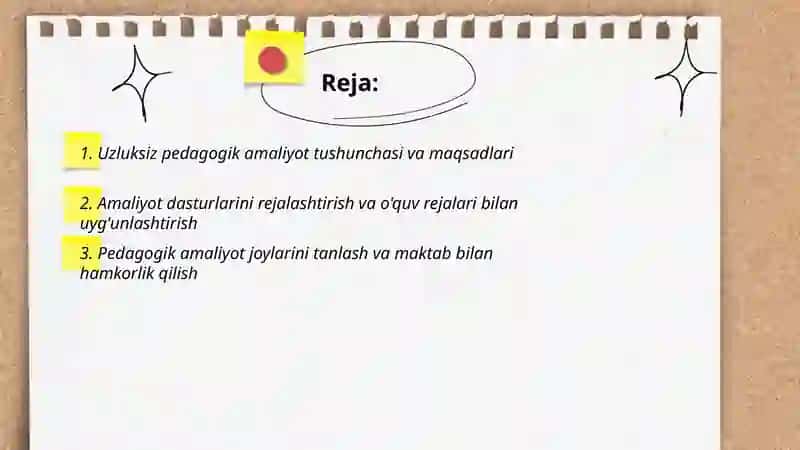 Uzluksiz pedagogik amaliyotini tashkil etish 2