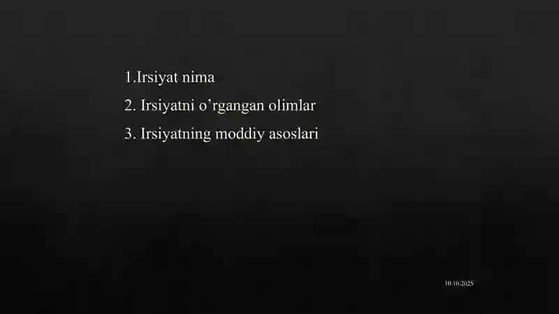 Irsiyatning moddiy asoslari 2