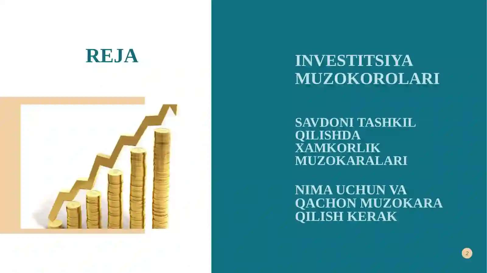 Savdoni tashkil qilishda xamkorlik muzokaralari 2