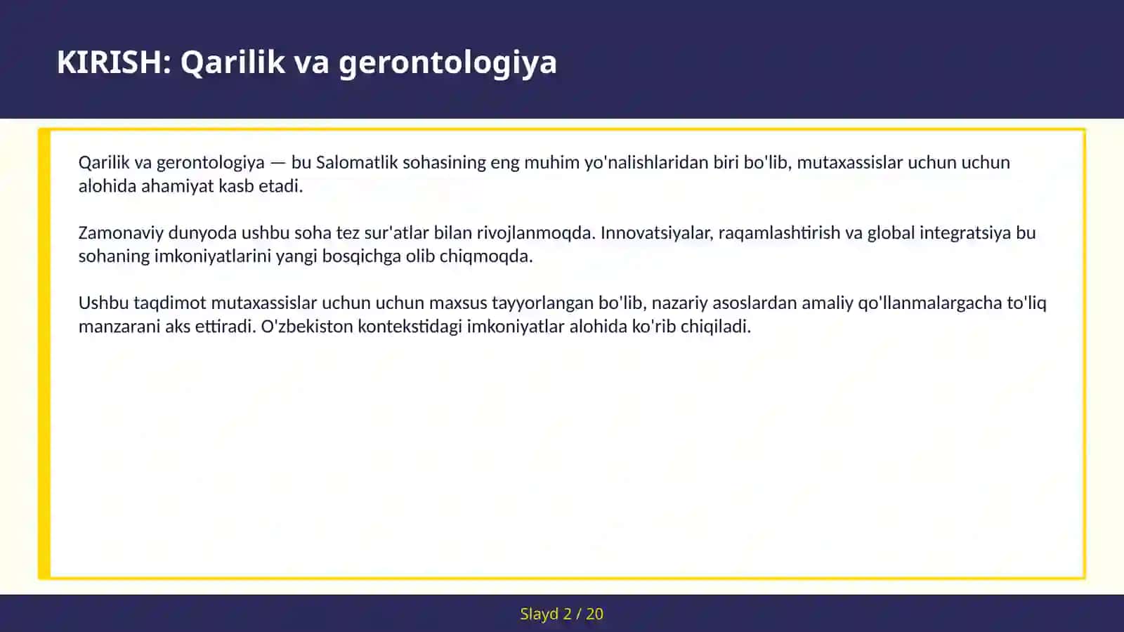 Qarilik va gerontologiya 2