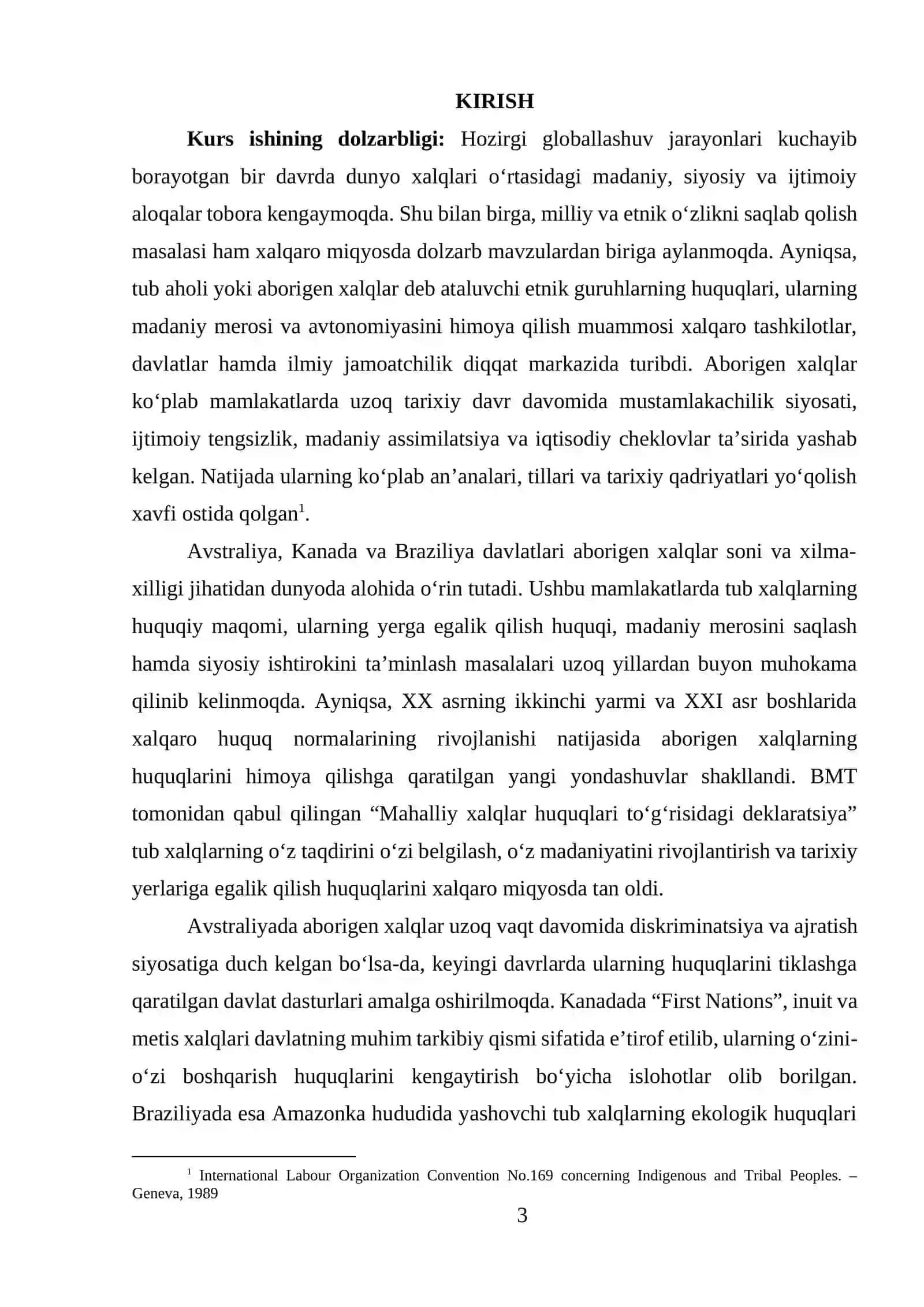 ABORIGEN XALQLARINING HUQUQLARI VA MADANIY AVTONOMIYA MASALALARI (AVSTRALIYA KANADA BRAZILIYA) 2