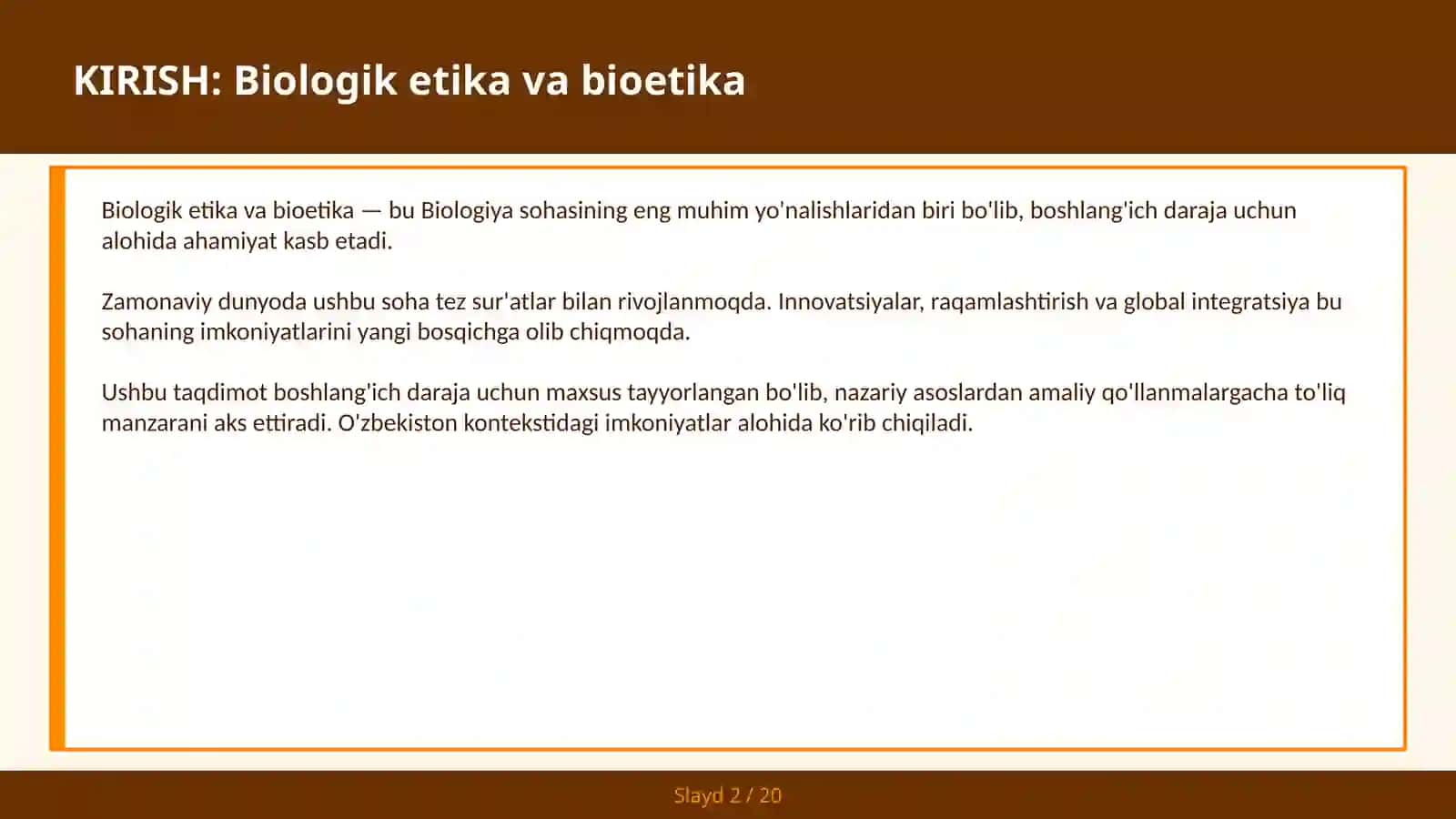 BIOLOGIK ETIKA VA BIOETIKA 2