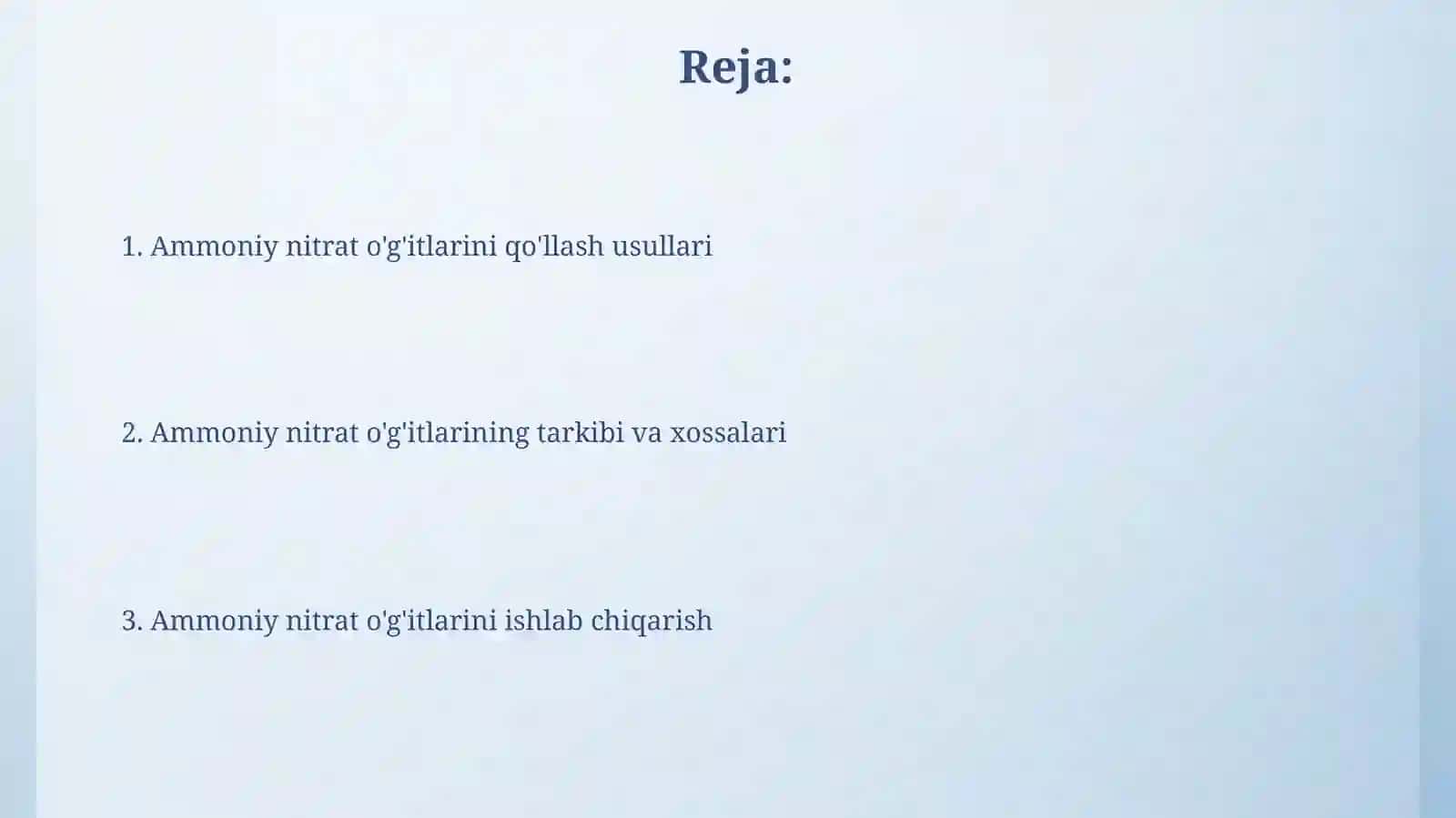 Ammoniy nitrat o'g'itlarining ishlab chiqarish jarayoni 2