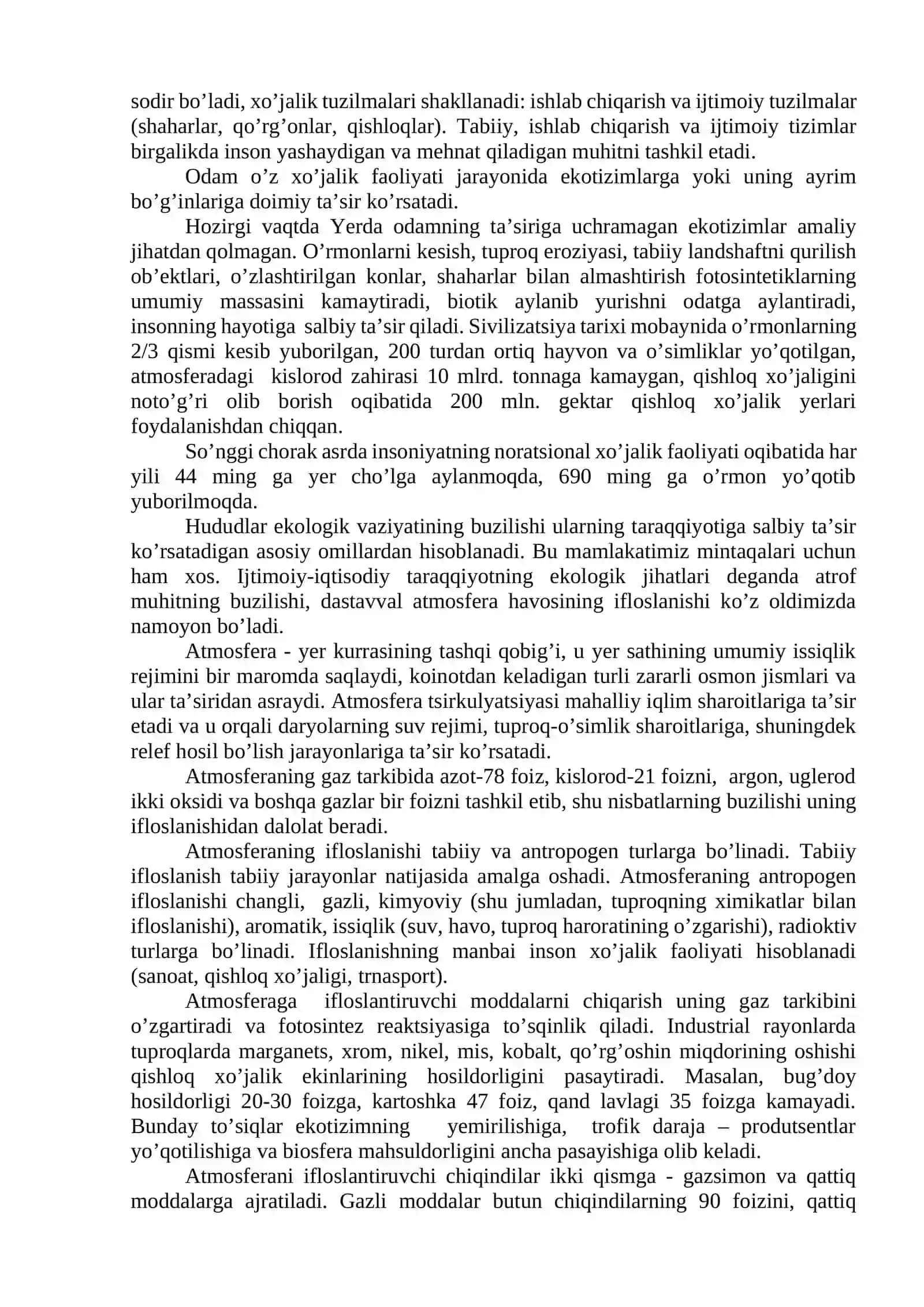 Hududlar taraqqiyotining ekologik jihatlari va tabiatdan foydalanishning mintaqaviy muammolari 2