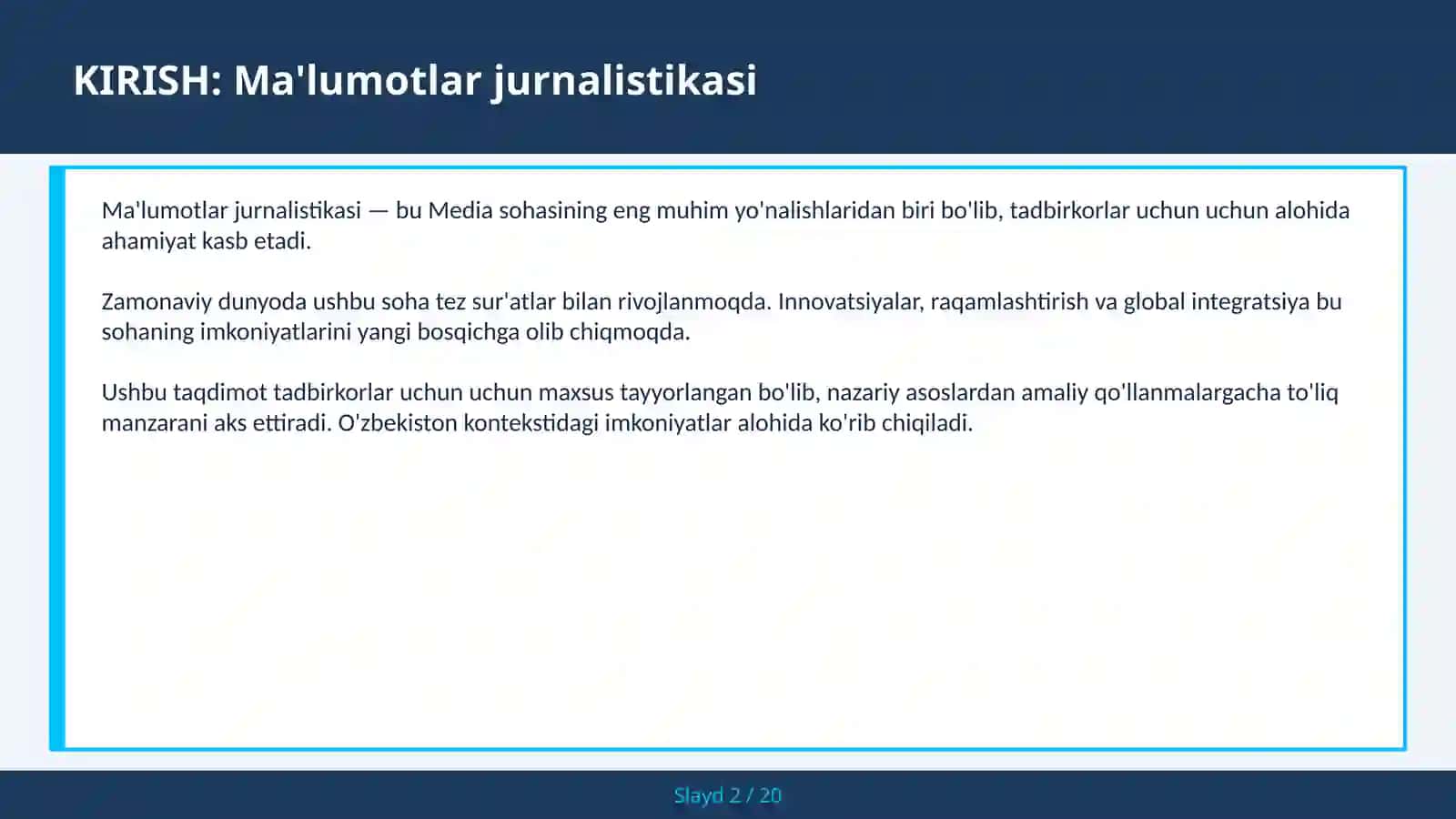 MA'LUMOTLAR JURNALISTIKASI 2