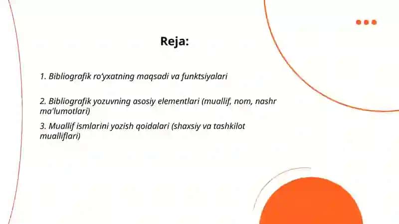 Bibliografik roʻyxatni tuzish qoidalari 2