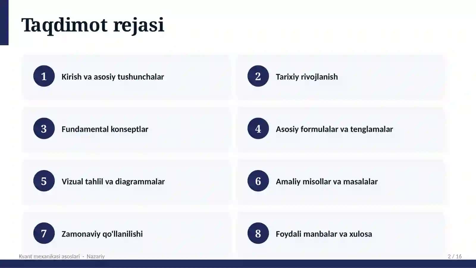 FIZIKA Kvant mexanikasi asoslari 2