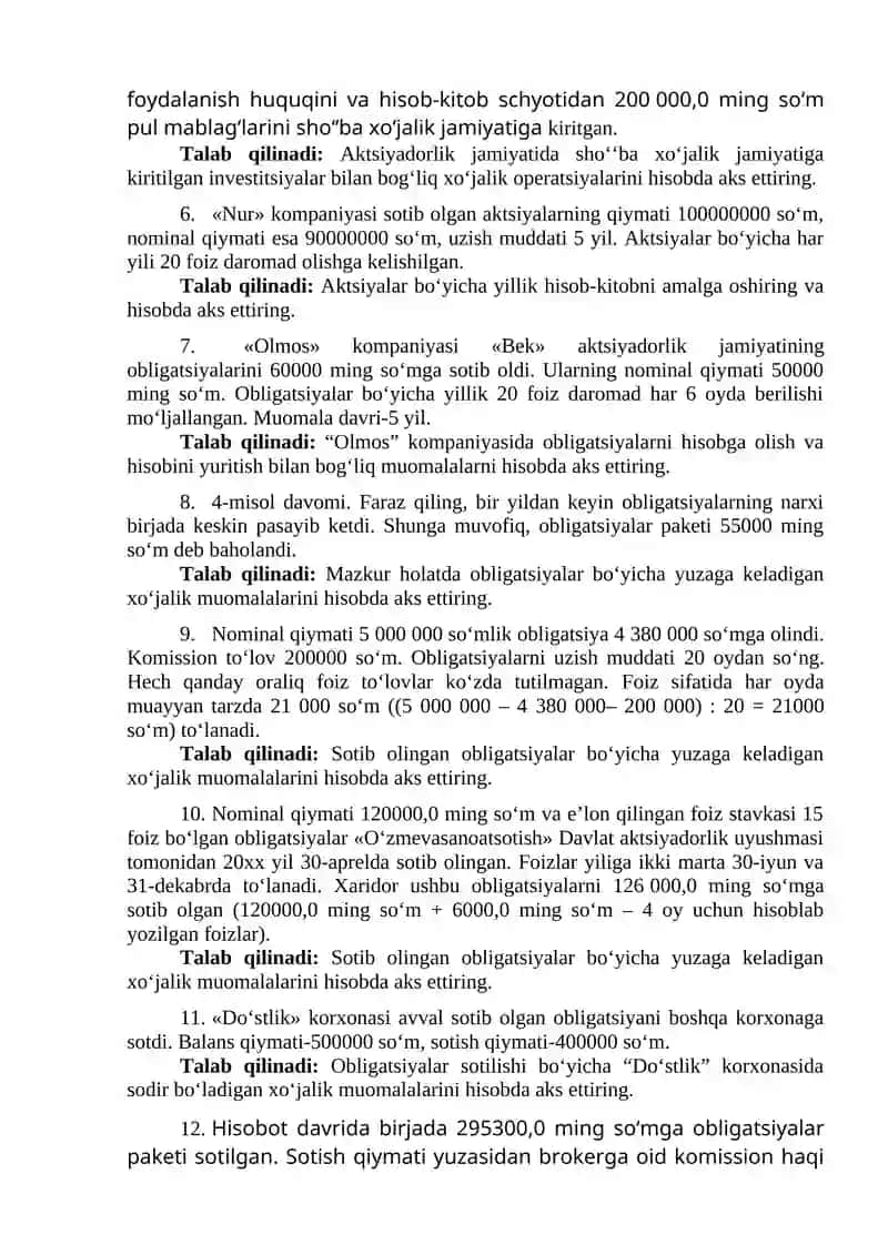 INVESTISIYALAR HISOBI 2