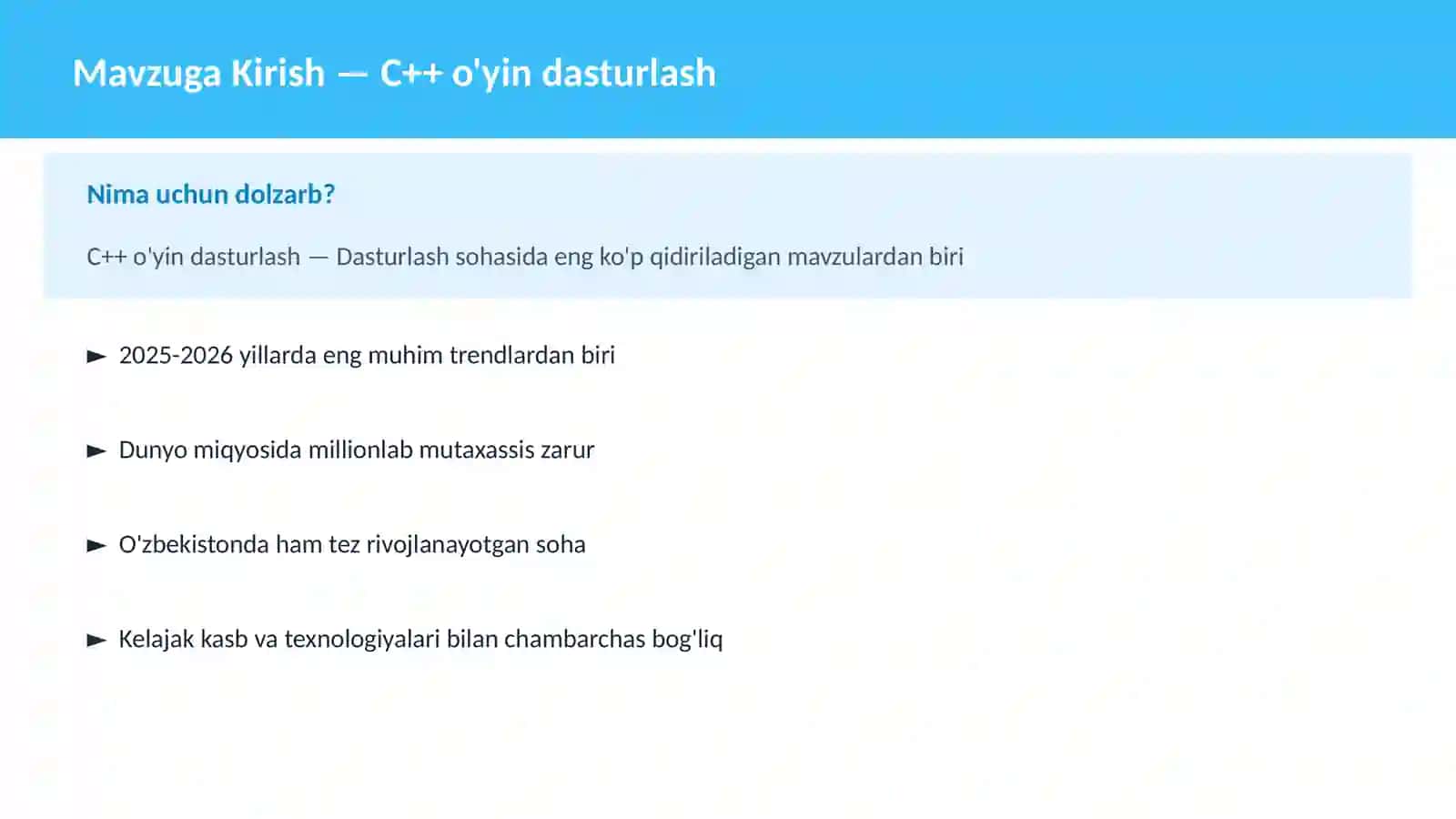 C++ o'yin dasturlash 2